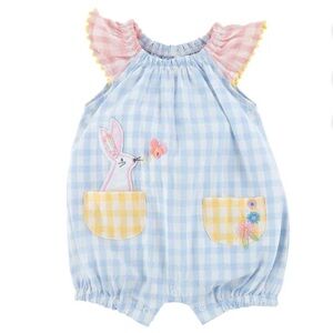 Mud Pie toddler Girl Easter Bunny Gingham Romper